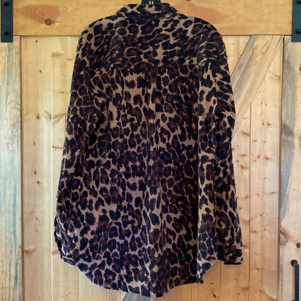 Leopard Print Corduroy Button Up Top - image 5